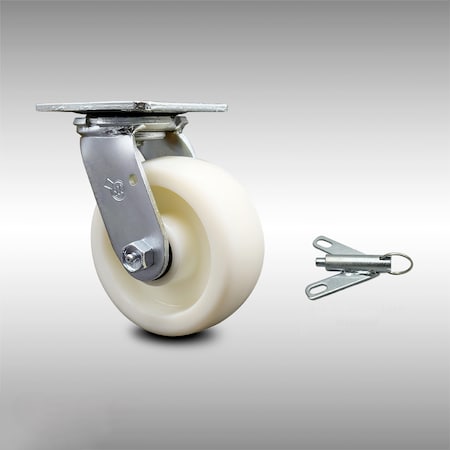 Service Caster 5 Inch Stainless Steel Nylon Swivel Caster with Roller Bearing and Swivel Lock SCC-SS30S520-NYR-BSL